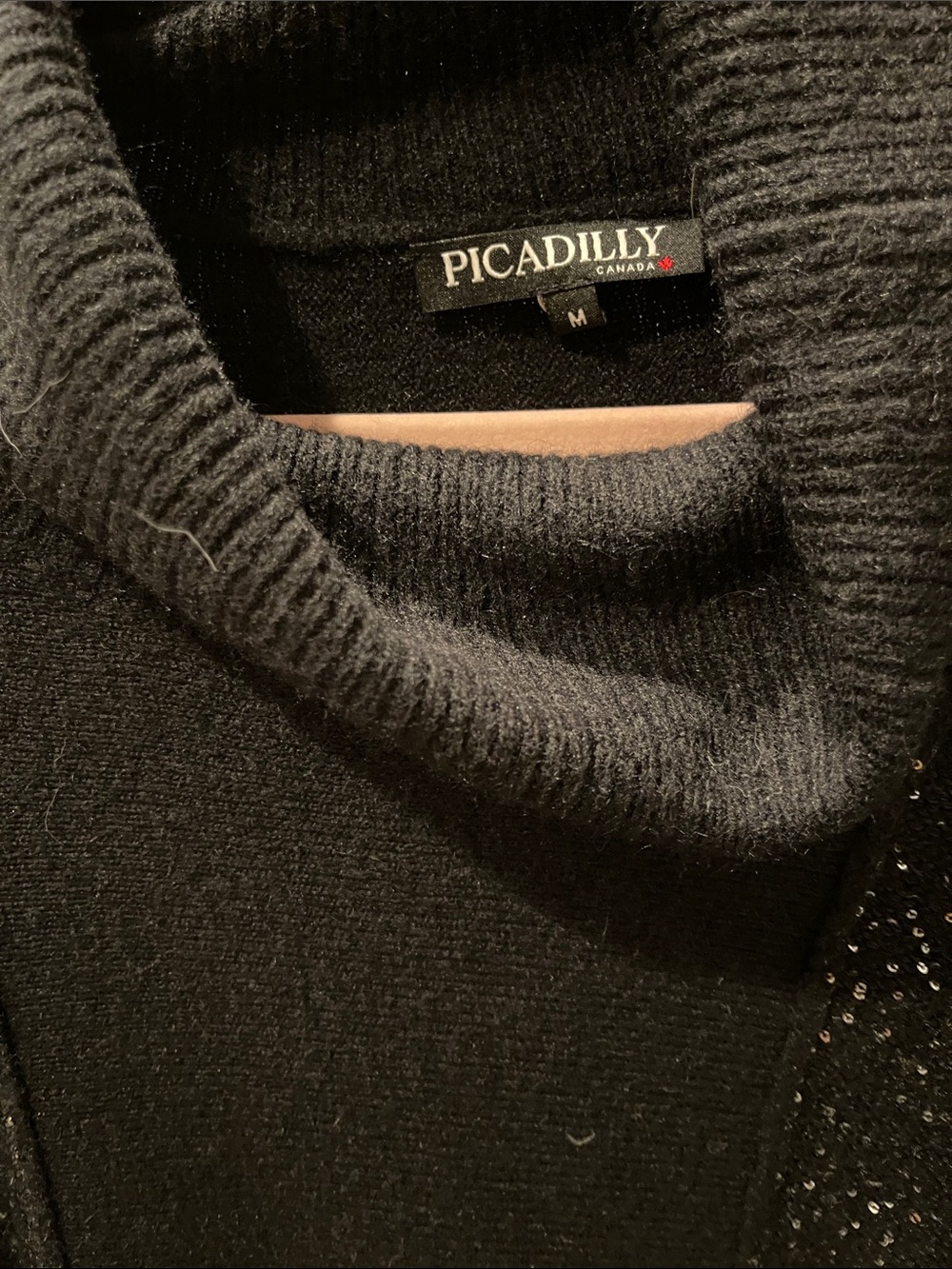 Picadilly  Black Cowl-Neck Sweater with Subtle Sparkle . - Picture 2 of 9